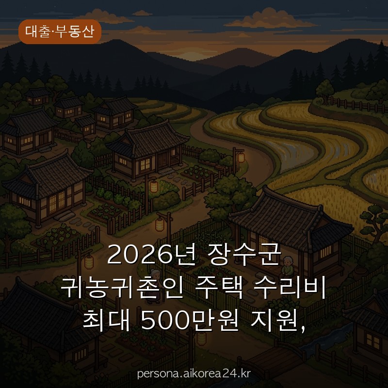 2026년 장수군 귀농귀촌인 주택 수리비 최대 500만원 지원, 무주택 직장인도 준비해보세요 신청 방법