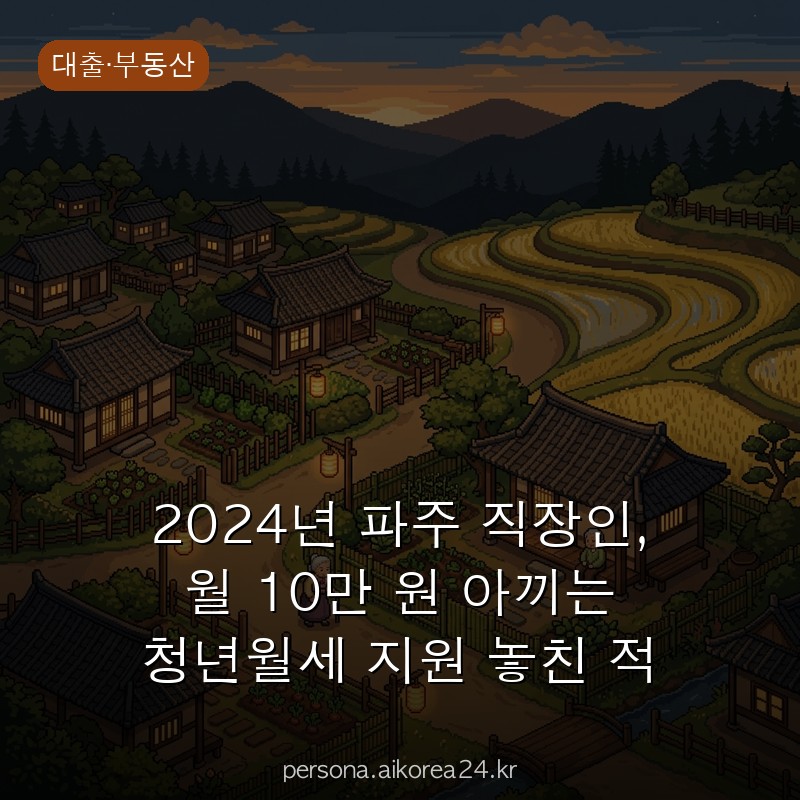 2024년 파주 직장인, 월 10만 원 아끼는 청년월세 지원 놓친 적 있으신가요?