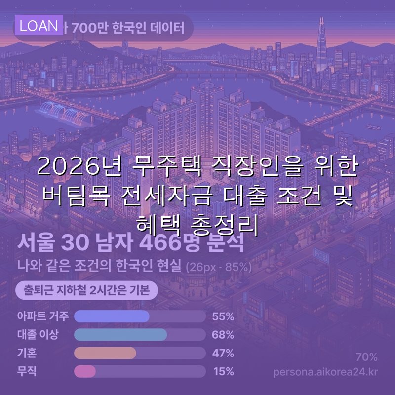 2026년 무주택 직장인을 위한 버팀목 전세자금 대출 조건 및 혜택 총정리