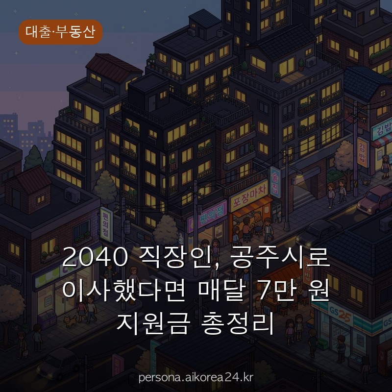 2040 직장인, 공주시로 이사했다면 매달 7만 원 지원금 총정리