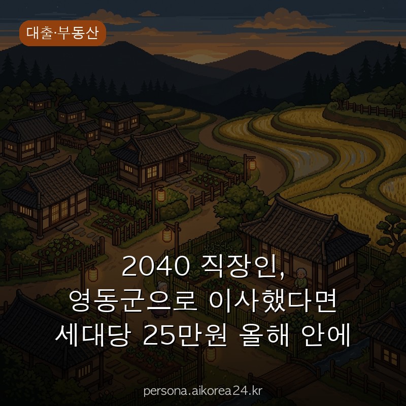 2040 직장인, 영동군으로 이사했다면 세대당 25만원 올해 안에 꼭