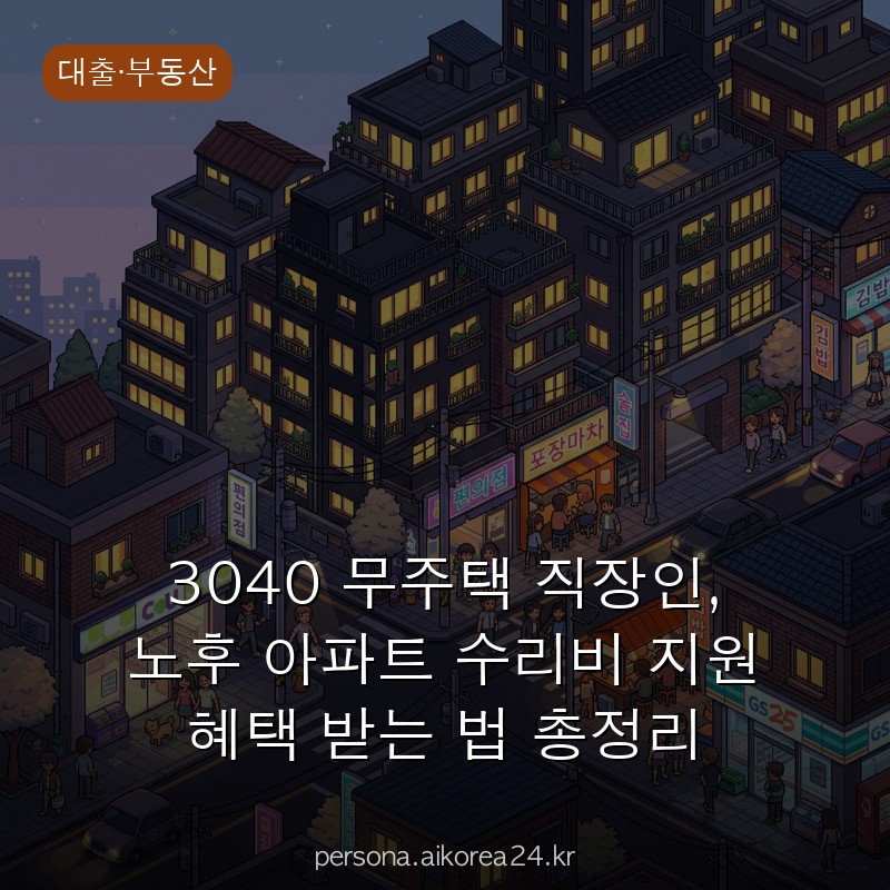 3040 무주택 직장인, 노후 아파트 수리비 지원 혜택 받는 법 총정리