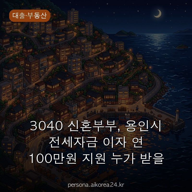 3040 신혼부부, 용인시 전세자금 이자 연 100만원 지원 누가 받을 수 있을까?