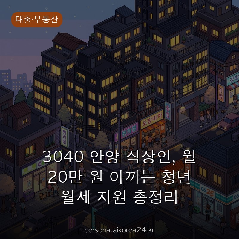 3040 안양 직장인, 월 20만 원 아끼는 청년 월세 지원 총정리