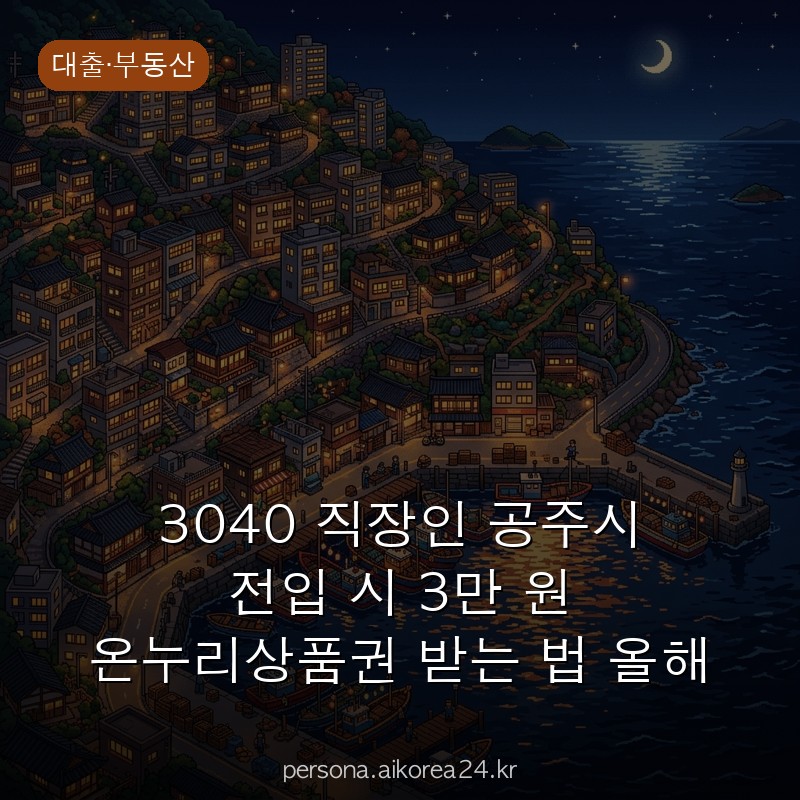 3040 직장인 공주시 전입 시 3만 원 온누리상품권 받는 법 올해 안에 꼭