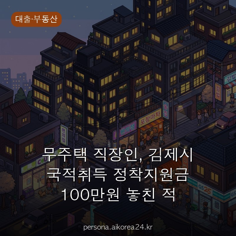 무주택 직장인, 김제시 국적취득 정착지원금 100만원 놓친 적 있으신가요?