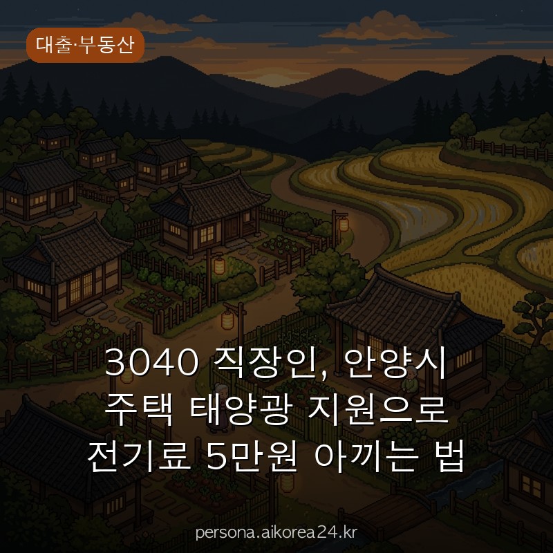 3040 직장인, 안양시 주택 태양광 지원으로 전기료 5만원 아끼는 법 총정리