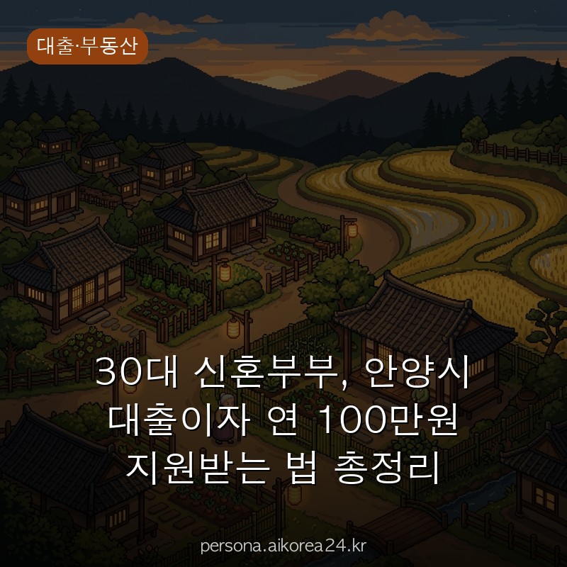 30대 신혼부부, 안양시 대출이자 연 100만원 지원받는 법 총정리