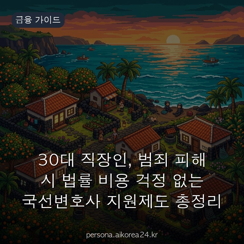 30대 직장인, 범죄 피해 시 법률 비용 걱정 없는 국선변호사 지원제도 총정리