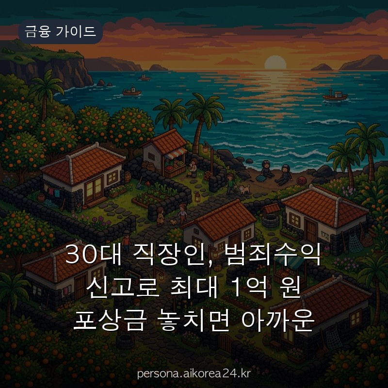 30대 직장인, 범죄수익 신고로 최대 1억 원 포상금 놓치면 아까운