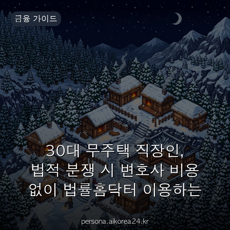 30대 무주택 직장인, 법적 분쟁 시 변호사 비용 없이 법률홈닥터 이용하는 법 진짜일까?