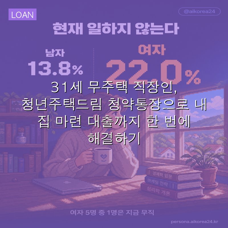 31세 무주택 직장인, 청년주택드림 청약통장으로 내 집 마련 대출까지 한 번에 해결하기