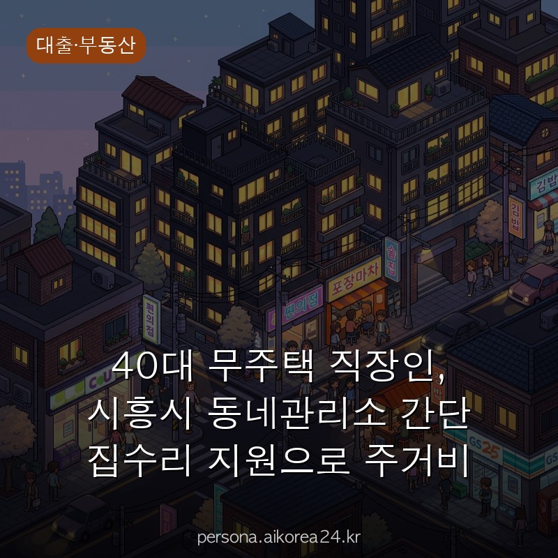 40대 무주택 직장인, 시흥시 동네관리소 간단 집수리 지원으로 주거비 아끼는 법 총정리