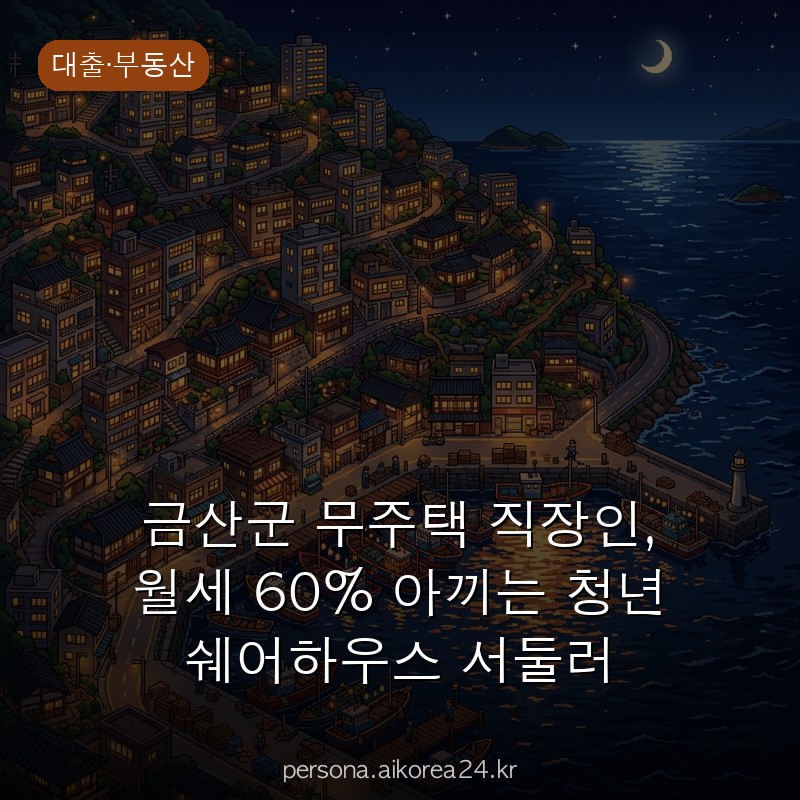 금산군 무주택 직장인, 월세 60% 아끼는 청년 쉐어하우스 서둘러 신청하세요