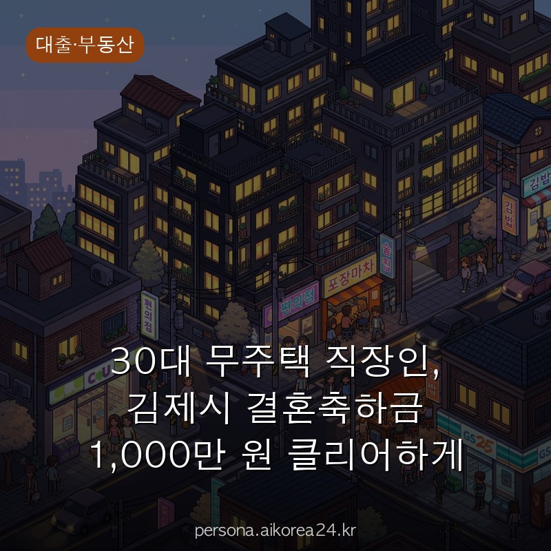 30대 무주택 직장인, 김제시 결혼축하금 1,000만 원 클리어하게 정리