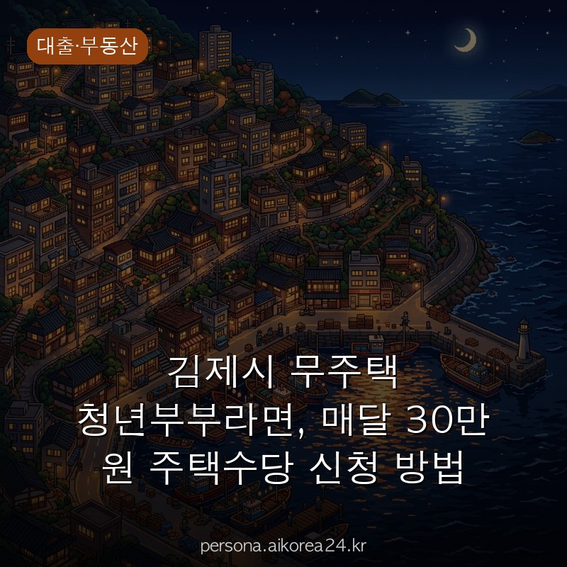 김제시 무주택 청년부부라면, 매달 30만 원 주택수당 신청 방법