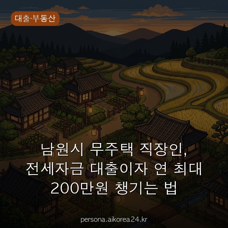 남원시 무주택 직장인, 전세자금 대출이자 연 최대 200만원 챙기는 법