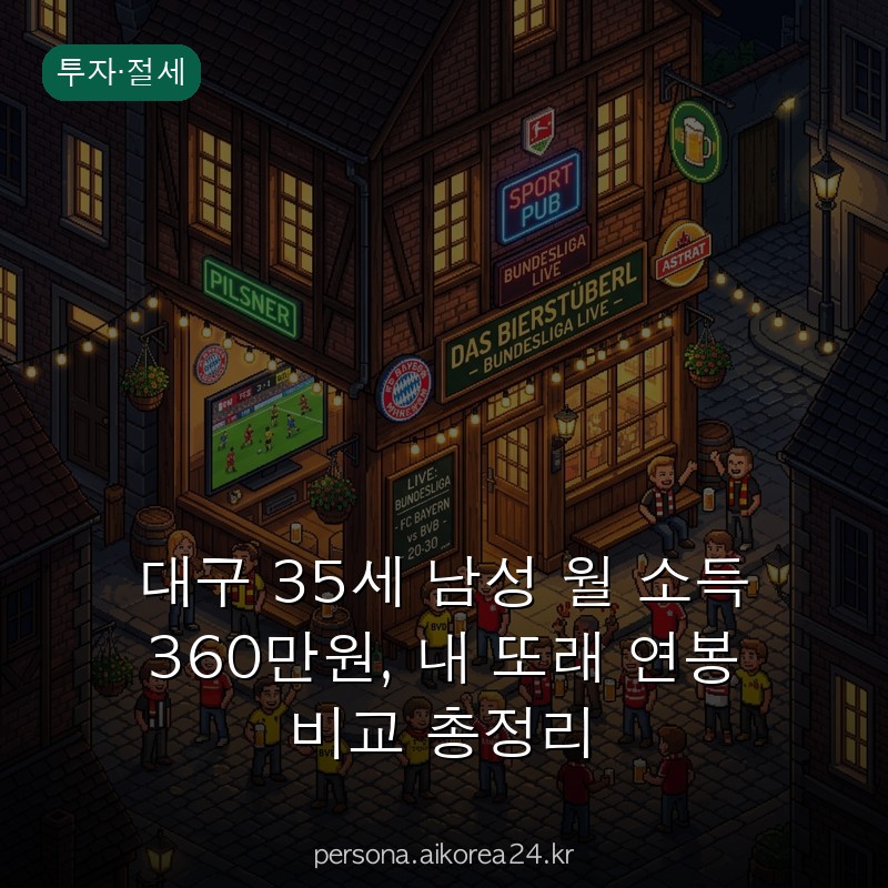 대구 35세 남성 월 소득 360만원, 내 또래 연봉 비교 총정리
