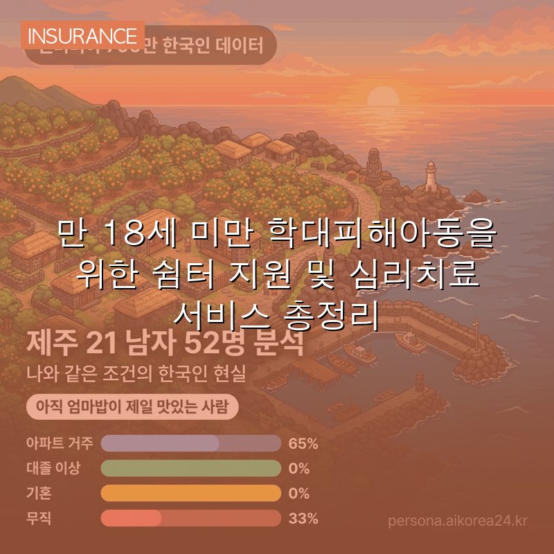 만 18세 미만 학대피해아동을 위한 쉼터 지원 및 심리치료 서비스 총정리