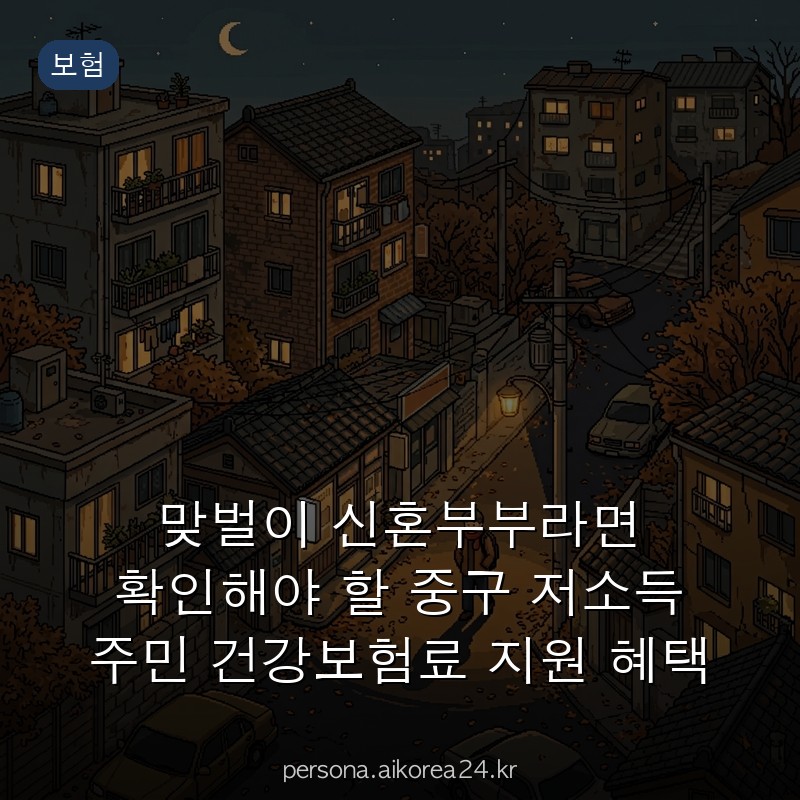 맞벌이 신혼부부라면 확인해야 할 중구 저소득 주민 건강보험료 지원 혜택 올해 안에 꼭