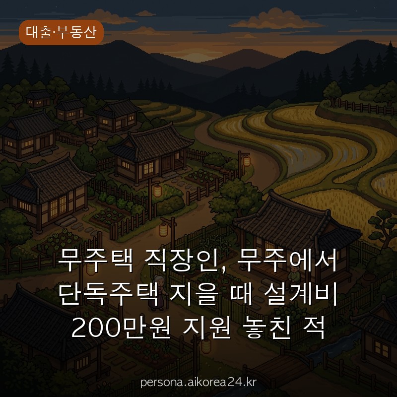 무주택 직장인, 무주에서 단독주택 지을 때 설계비 200만원 지원 놓친 적 있으신가요?