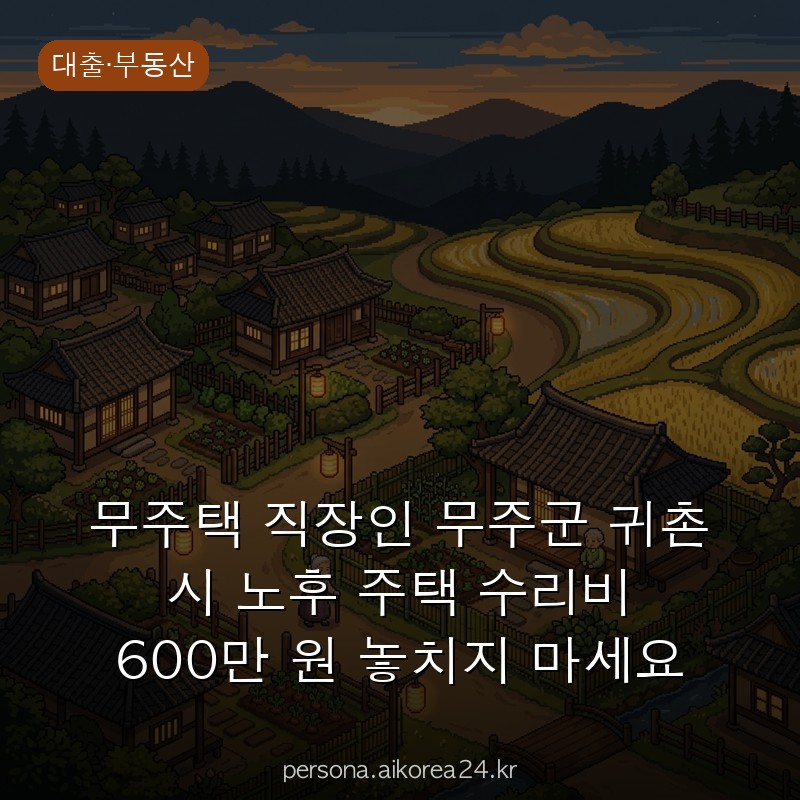 무주택 직장인 무주군 귀촌 시 노후 주택 수리비 600만 원 놓치지 마세요