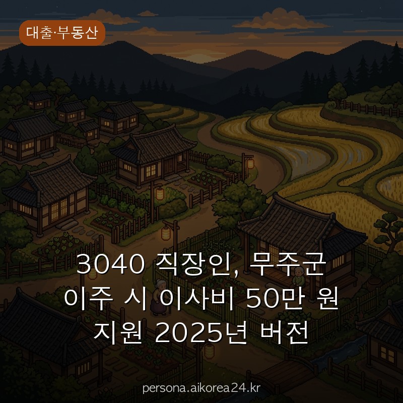 3040 직장인, 무주군 이주 시 이사비 50만 원 지원 2025년 버전