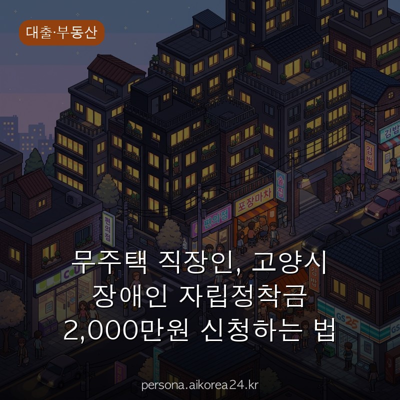 무주택 직장인, 고양시 장애인 자립정착금 2,000만원 신청하는 법 총정리