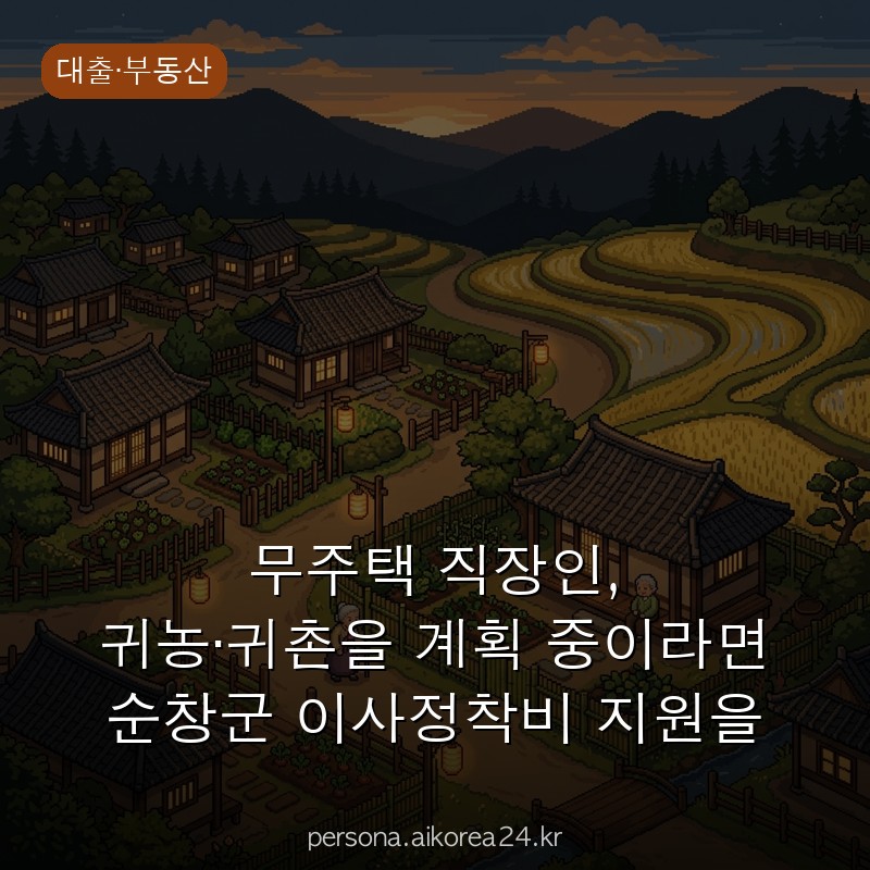 무주택 직장인, 귀농·귀촌을 계획 중이라면 순창군 이사정착비 지원을 확인하세요 미리 챙기는 법