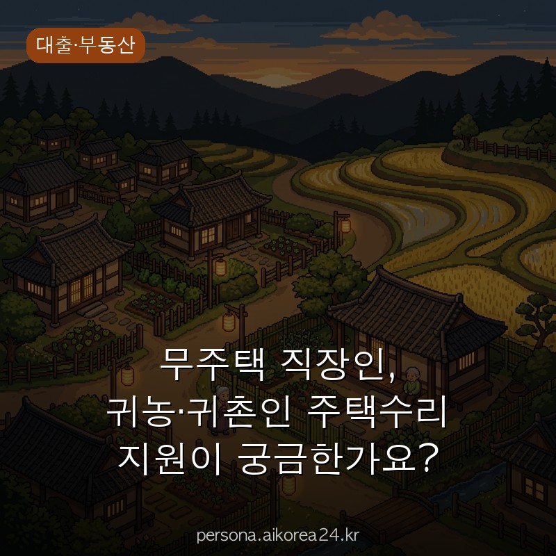 무주택 직장인, 귀농·귀촌인 주택수리 지원이 궁금한가요? 지원받는 방법