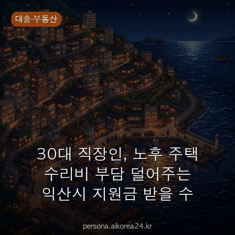 30대 직장인, 노후 주택 수리비 부담 덜어주는 익산시 지원금 받을 수 있습니다
