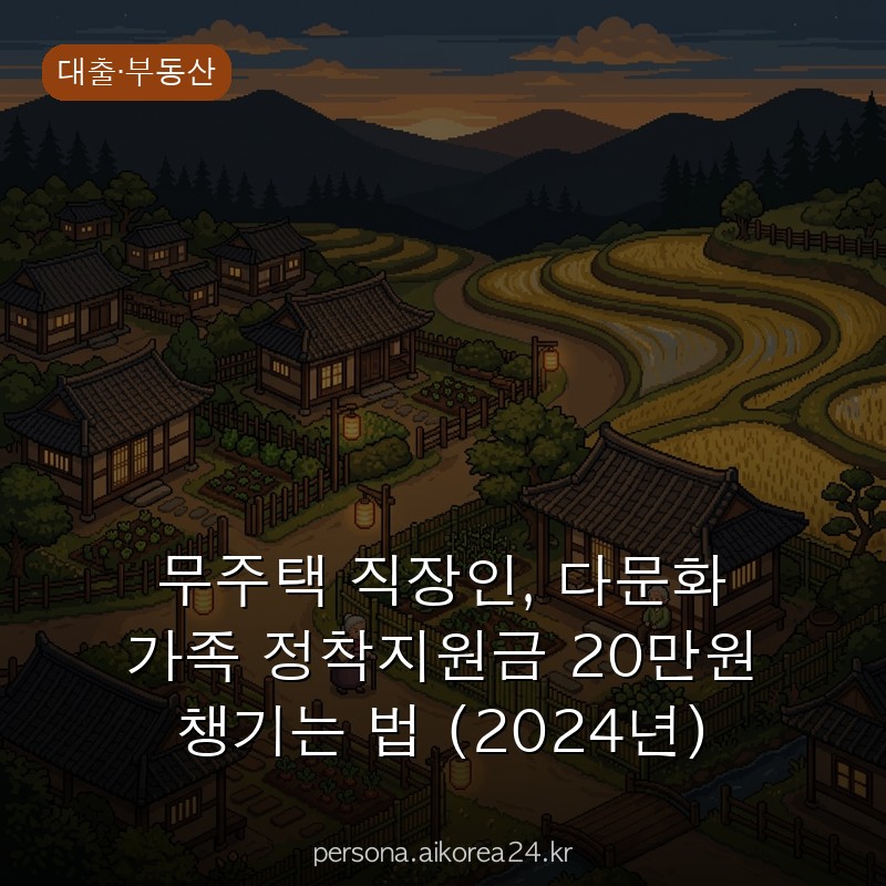 무주택 직장인, 다문화 가족 정착지원금 20만원 챙기는 법 (2024년) 5분 만에 정리