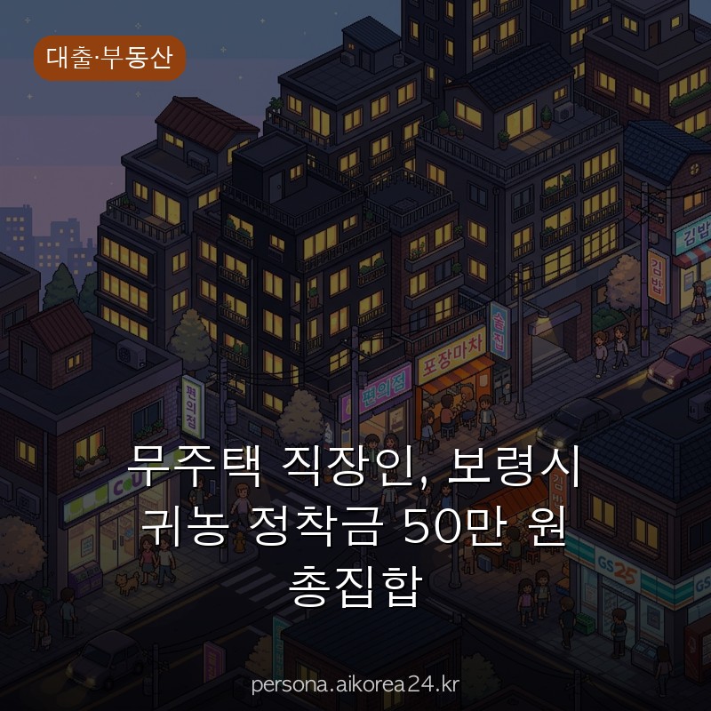 무주택 직장인, 보령시 귀농 정착금 50만 원 총집합