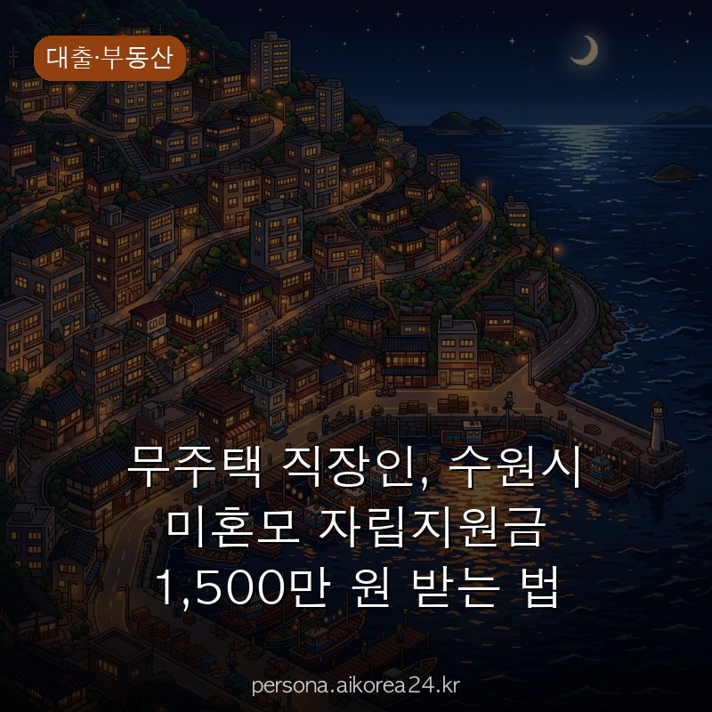 무주택 직장인, 수원시 미혼모 자립지원금 1,500만 원 받는 법 총정리