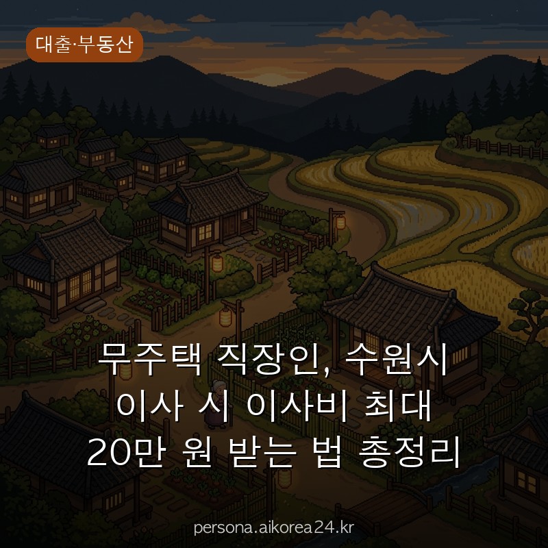 무주택 직장인, 수원시 이사 시 이사비 최대 20만 원 받는 법 총정리