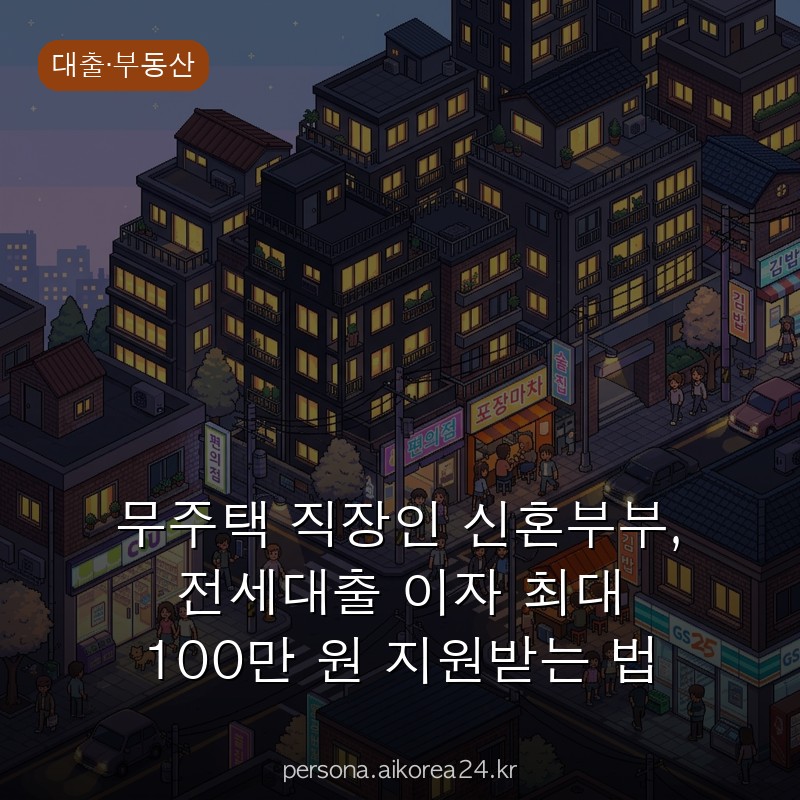 무주택 직장인 신혼부부, 전세대출 이자 최대 100만 원 지원받는 법 총정리