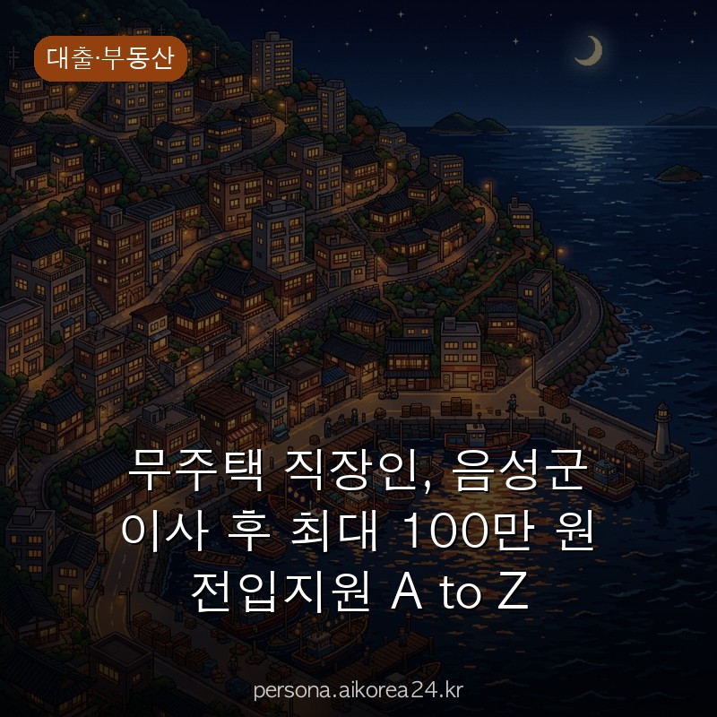 무주택 직장인, 음성군 이사 후 최대 100만 원 전입지원 A to Z