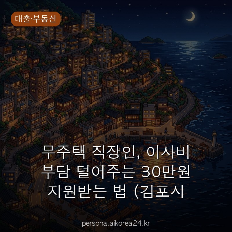 무주택 직장인, 이사비 부담 덜어주는 30만원 지원받는 법 (김포시 기준) 지금 아니면 놓칩니다