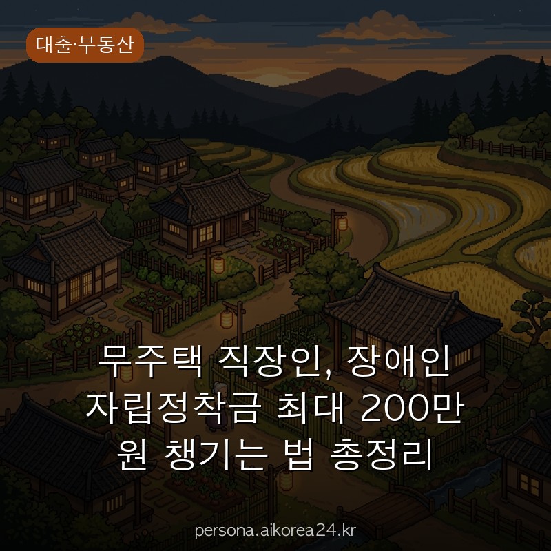 무주택 직장인, 장애인 자립정착금 최대 200만 원 챙기는 법 총정리