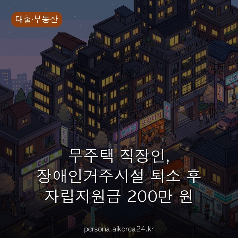 무주택 직장인, 장애인거주시설 퇴소 후 자립지원금 200만 원 총정리