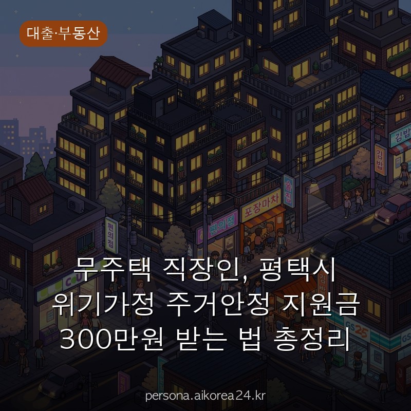 무주택 직장인, 평택시 위기가정 주거안정 지원금 300만원 받는 법 총정리