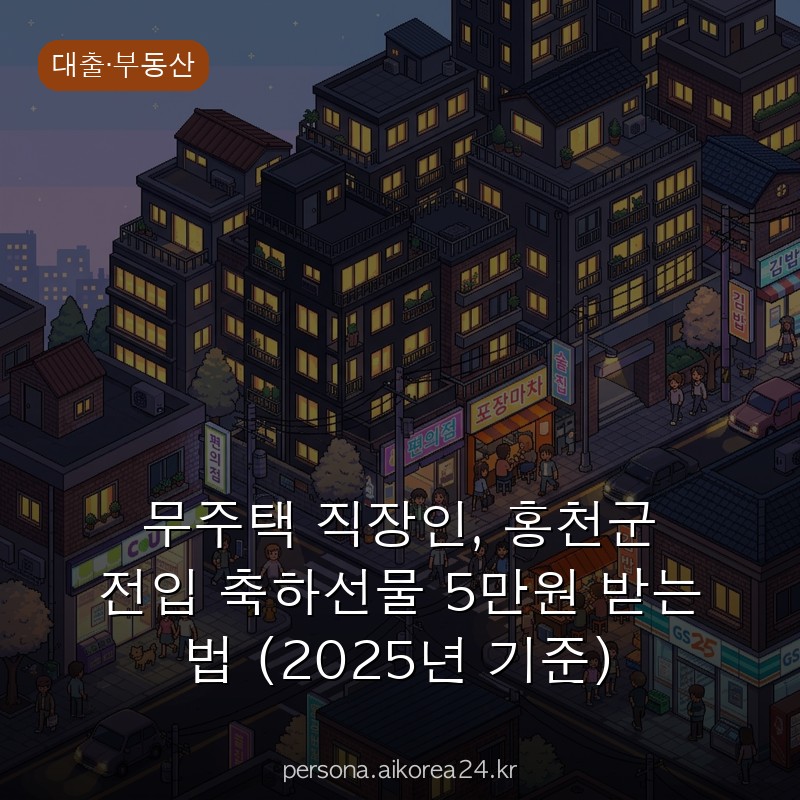 무주택 직장인, 홍천군 전입 축하선물 5만원 받는 법 (2025년 기준) 확인해 보세요