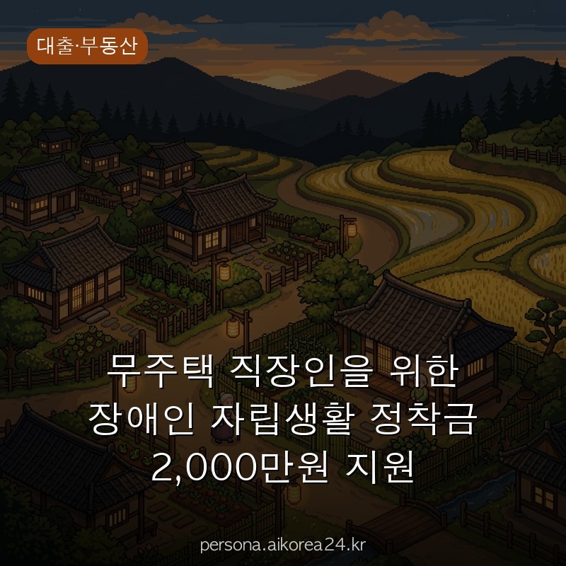 무주택 직장인을 위한 장애인 자립생활 정착금 2,000만원 지원 완벽정리