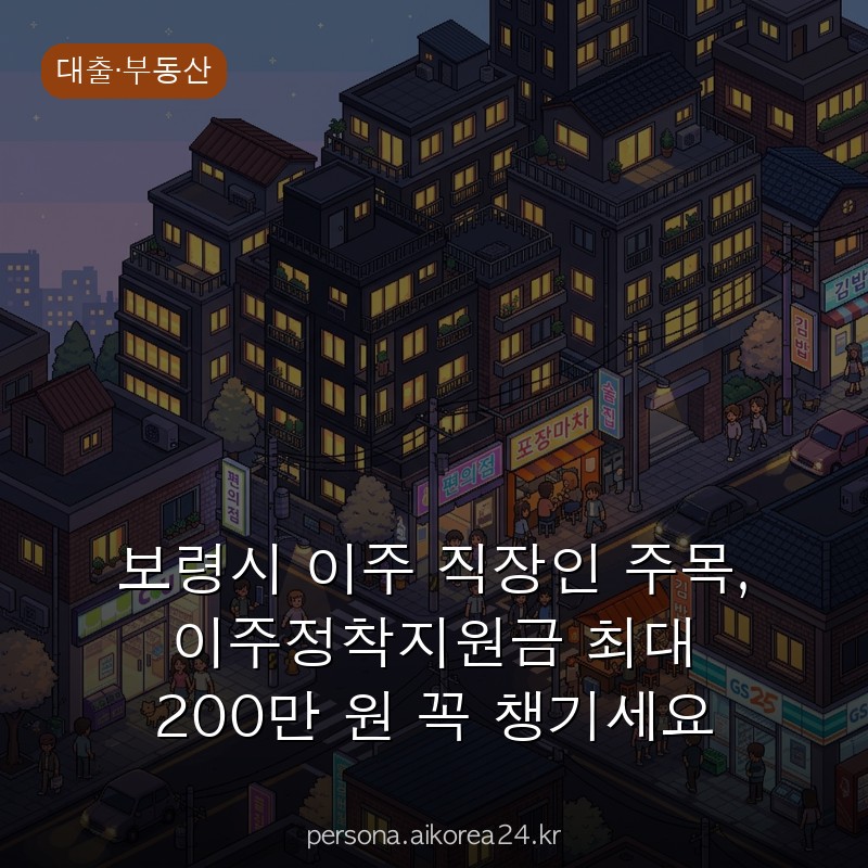 보령시 이주 직장인 주목, 이주정착지원금 최대 200만 원 꼭 챙기세요