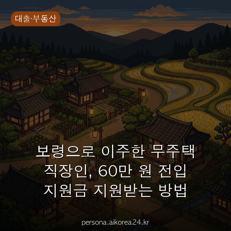 보령으로 이주한 무주택 직장인, 60만 원 전입 지원금 지원받는 방법