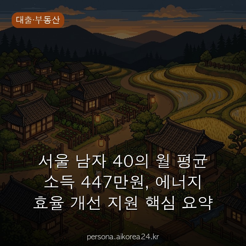 서울 남자 40의 월 평균 소득 447만원, 에너지 효율 개선 지원 핵심 요약