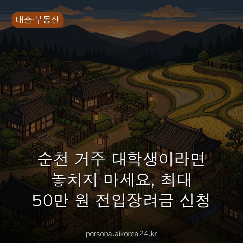 순천 거주 대학생이라면 놓치지 마세요, 최대 50만 원 전입장려금 신청 신청 기한 다가오는데