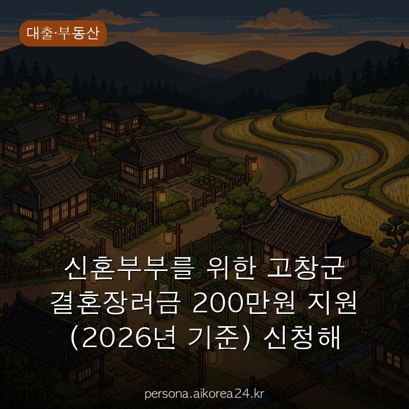 신혼부부를 위한 고창군 결혼장려금 200만원 지원 (2026년 기준) 신청해 보니