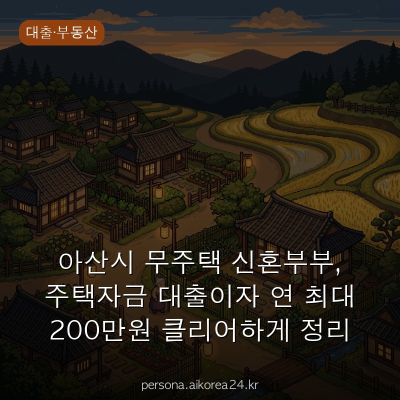 아산시 무주택 신혼부부, 주택자금 대출이자 연 최대 200만원 클리어하게 정리