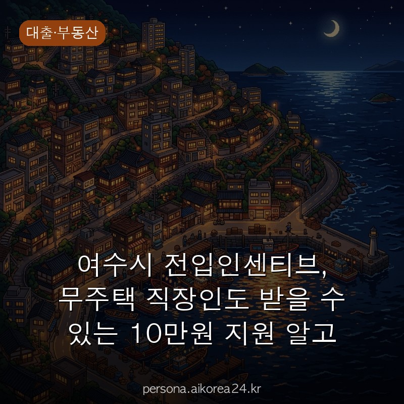 여수시 전입인센티브, 무주택 직장인도 받을 수 있는 10만원 지원 알고 계셨나요?